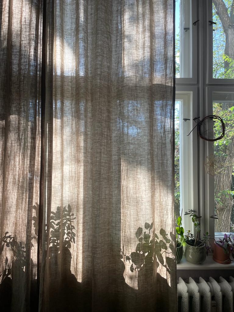 Stonewashed“ Leinen Vorhang , Halbtransparent, Natur – Jowollina